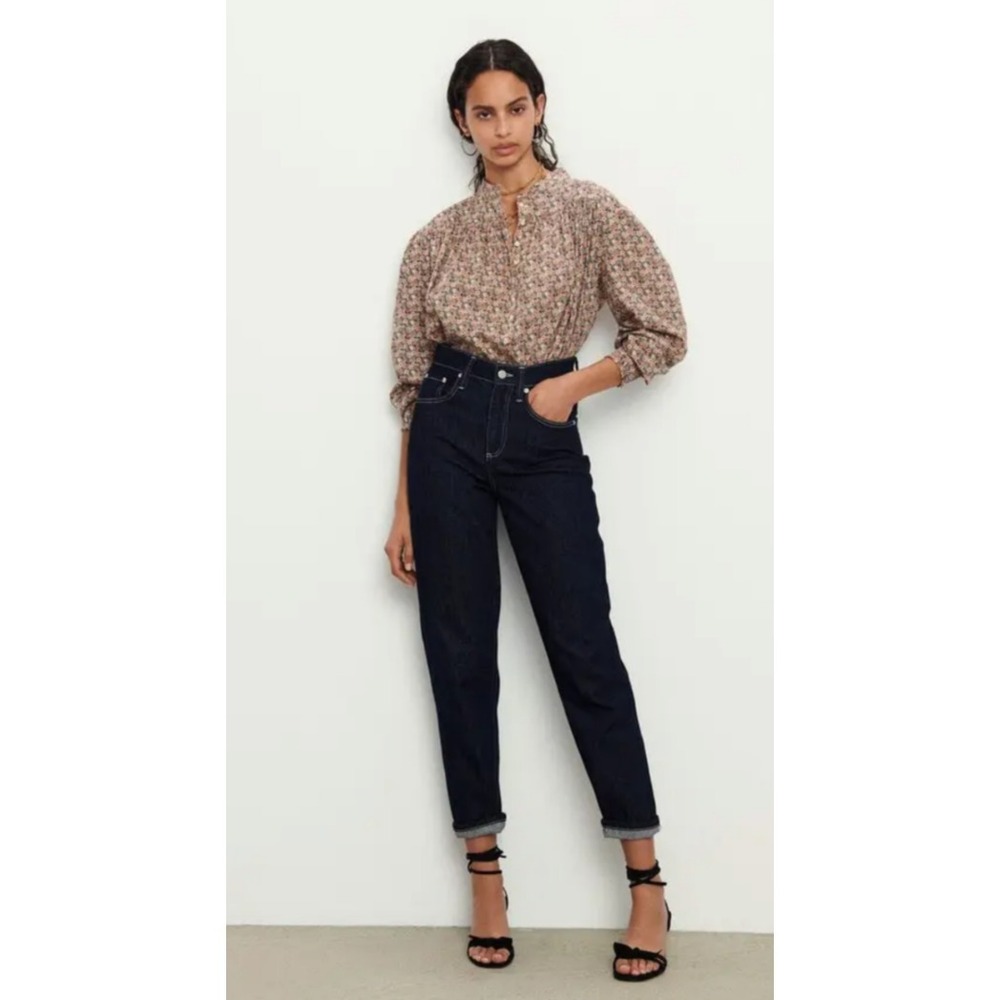 NWT‎ ba&sh Elton Jean High Waisted Dark Wash Brut Straight Leg Five Pocket SZ 24